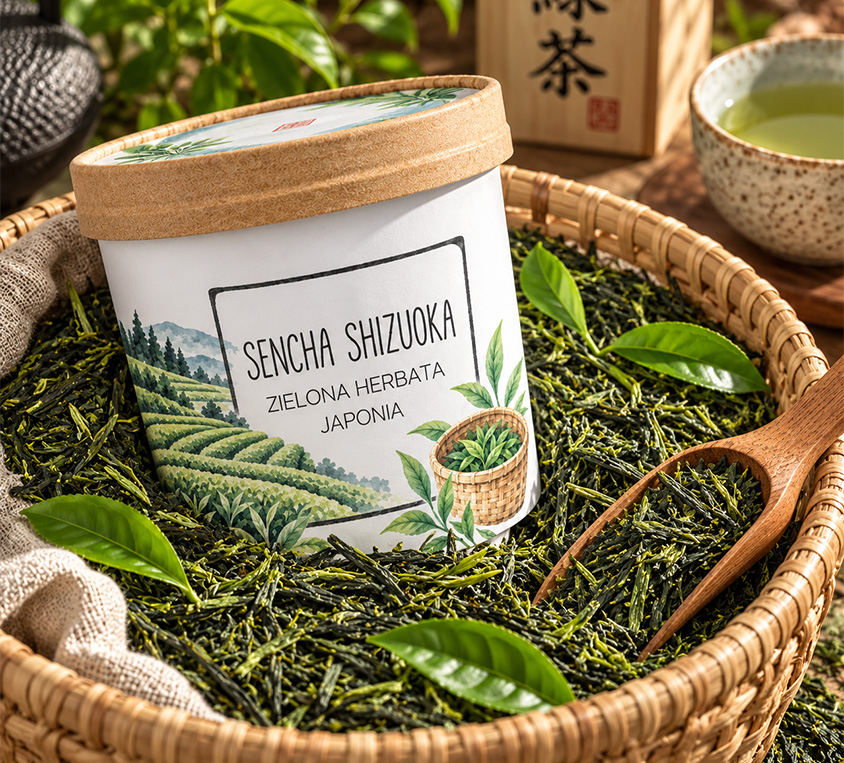 Sencha Shizuoka Leo Tea – japońska zielona herbata w dekoracyjnym kubku tekturowym